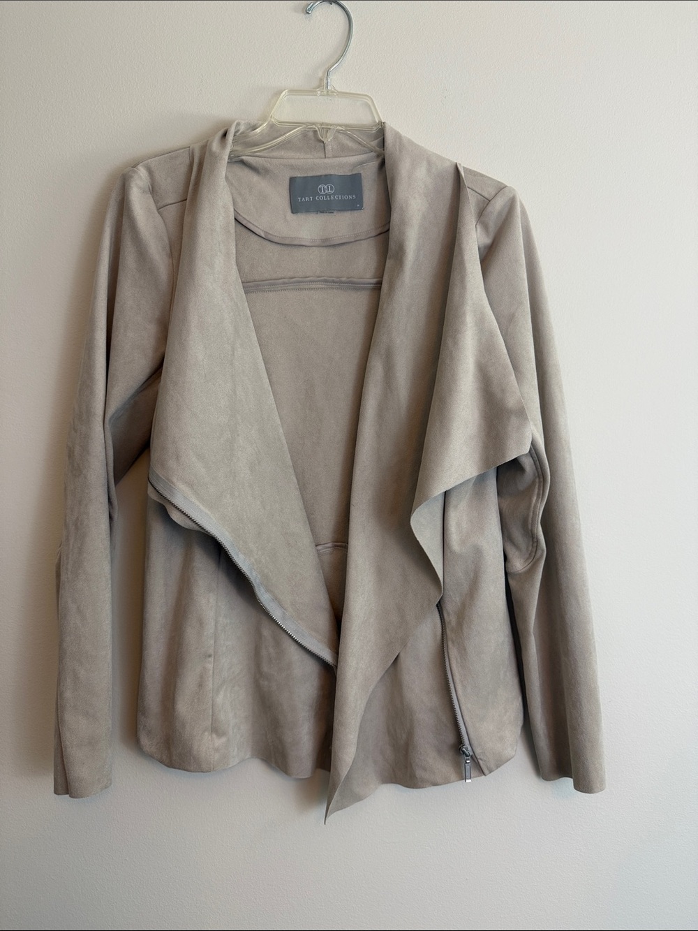Tart Collections Taupe Suede-Look Waterfall Jacket